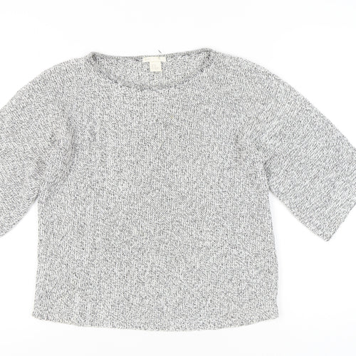 BASIC Womens Grey Chunky Knit Pullover Jumper XS 3/4 Sleeve