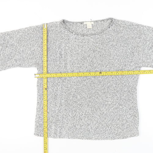 BASIC Womens Grey Chunky Knit Pullover Jumper XS 3/4 Sleeve