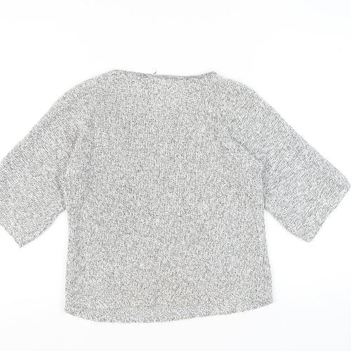 BASIC Womens Grey Chunky Knit Pullover Jumper XS 3/4 Sleeve