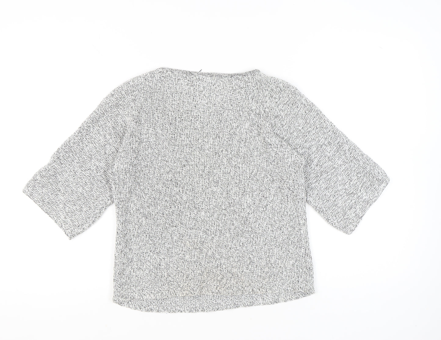 BASIC Womens Grey Chunky Knit Pullover Jumper XS 3/4 Sleeve