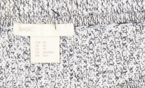 BASIC Womens Grey Chunky Knit Pullover Jumper XS 3/4 Sleeve