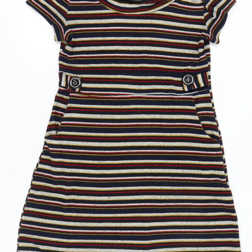 Apricot Women’s Multicoloured Stripe Shift Dress UK 14 Short Sleeve