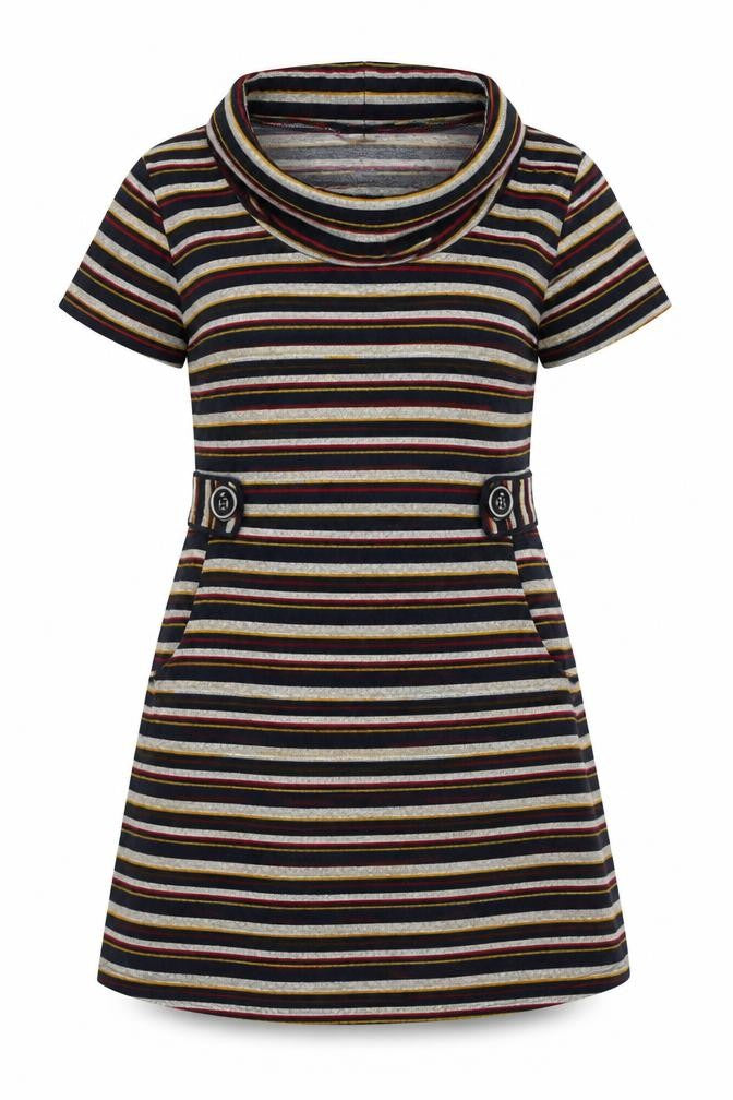 Apricot Women’s Multicoloured Stripe Shift Dress UK 14 Short Sleeve