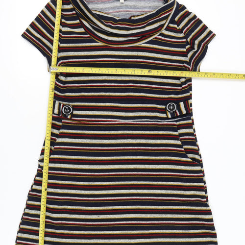 Apricot Women’s Multicoloured Stripe Shift Dress UK 14 Short Sleeve