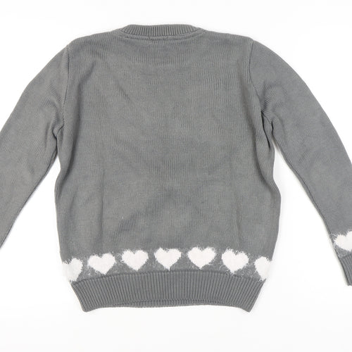Therapy Women’s Grey Christmas Penguin Jumper Small Crew Neck Knit