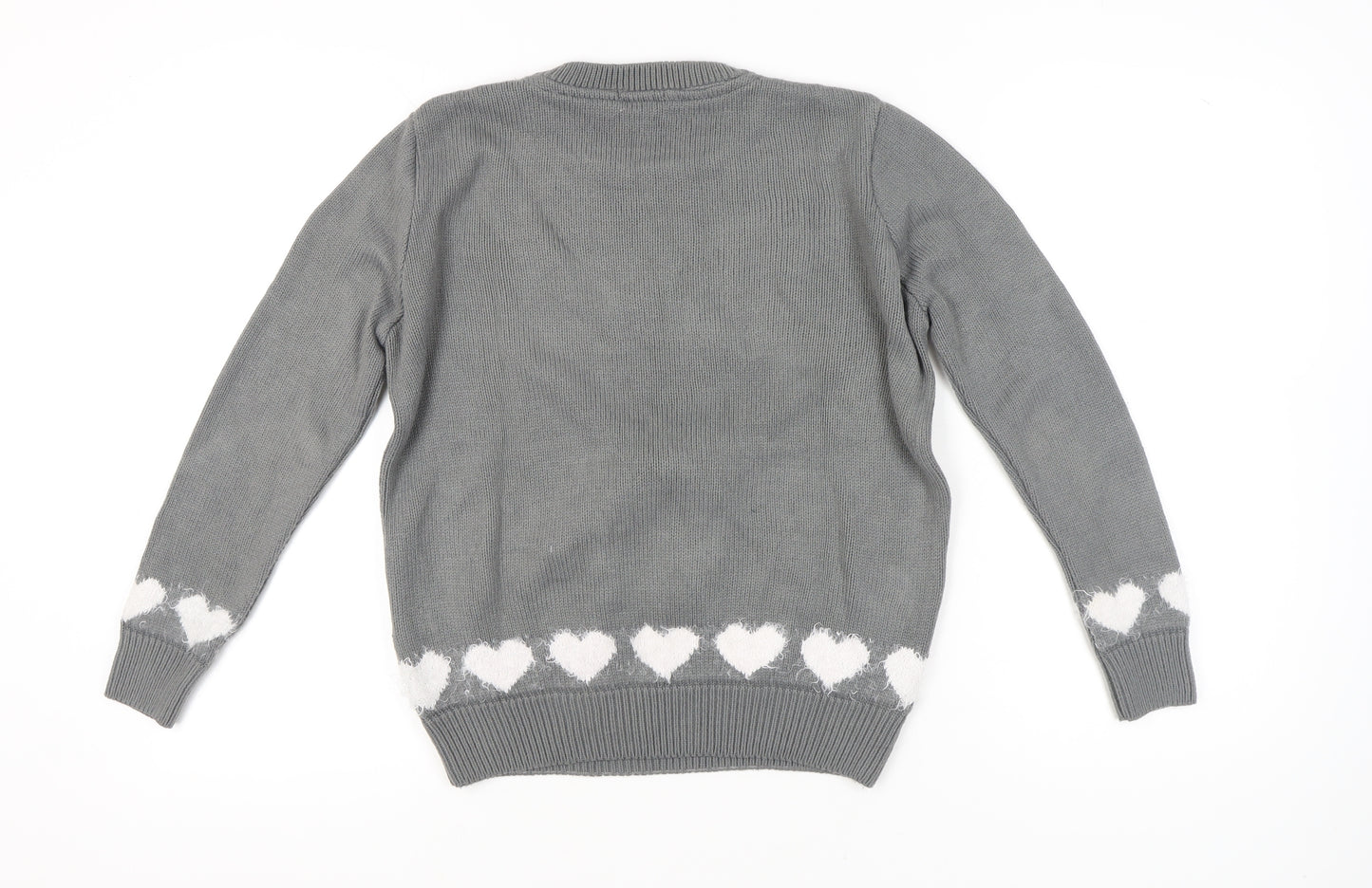 Therapy Women’s Grey Christmas Penguin Jumper Small Crew Neck Knit