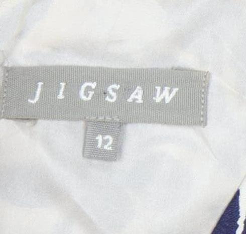 Jigsaw Women’s Blue Floral Sleeveless Sheath Linen Silk Dress Size 12