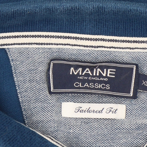 Maine New England Men's Blue Cotton Polo Shirt XL Tailored Fit