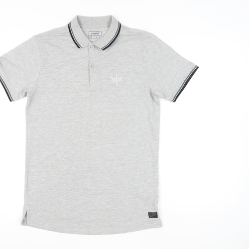 Firetrap Men’s Grey Polo Shirt S Short Sleeve Cotton Blend