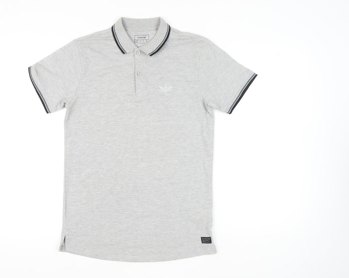 Firetrap Men’s Grey Polo Shirt S Short Sleeve Cotton Blend