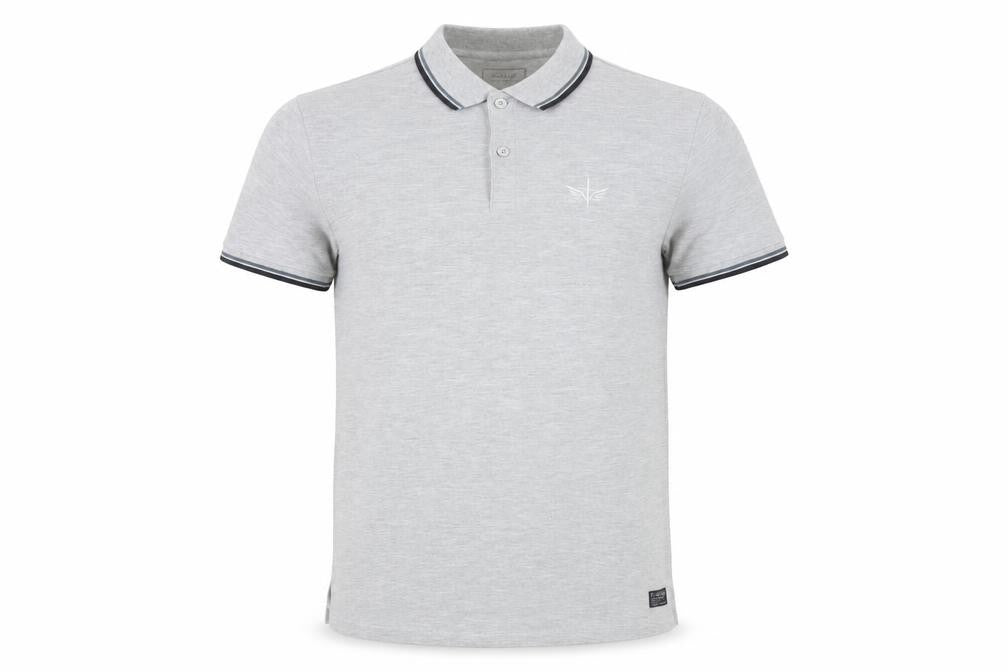 Front view of Firetrap Men’s Grey Polo Shirt S Short Sleeve Cotton Blend