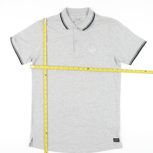 Firetrap Men’s Grey Polo Shirt S Short Sleeve Cotton Blend