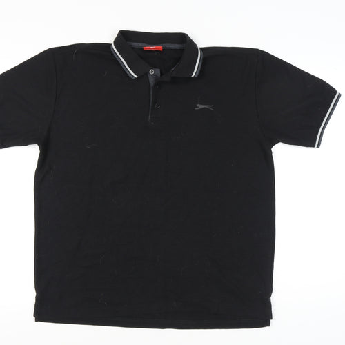 Slazenger Men’s Black Polo Shirt L Regular Fit Short Sleeve Sports