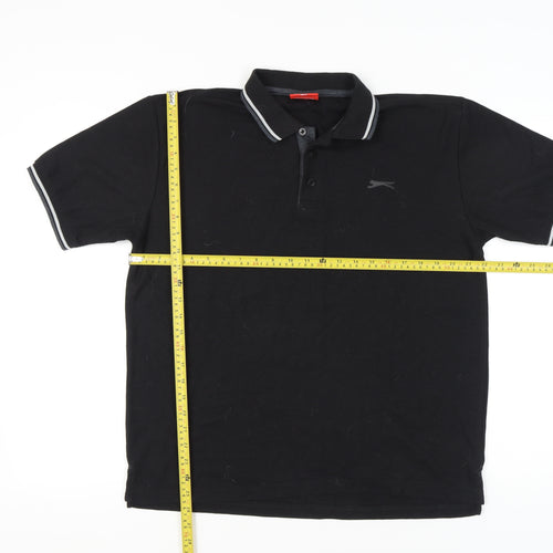 Slazenger Men’s Black Polo Shirt L Regular Fit Short Sleeve Sports