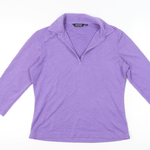 Maine New England Women’s Purple Polo Top Size 12 3/4 Sleeve Viscose Blend
