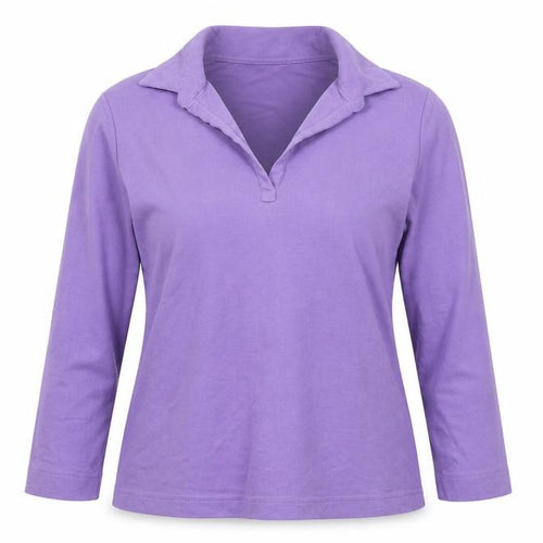 Maine New England Women’s Purple Polo Top Size 12 3/4 Sleeve Viscose Blend