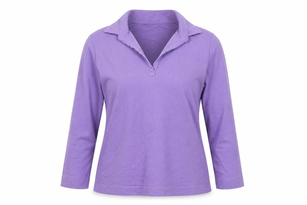 Maine New England Women’s Purple Polo Top Size 12 3/4 Sleeve Viscose Blend