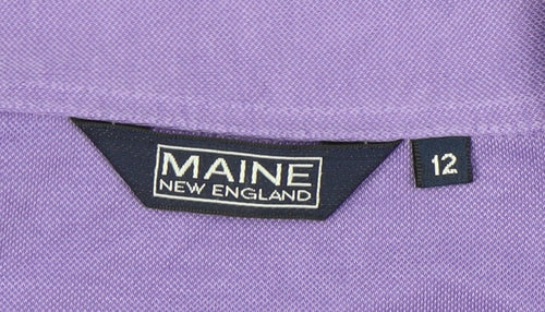 Maine New England Women’s Purple Polo Top Size 12 3/4 Sleeve Viscose Blend