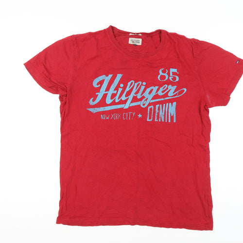 Tommy Hilfiger Men’s Red Graphic Print Crew Neck T-Shirt Size L