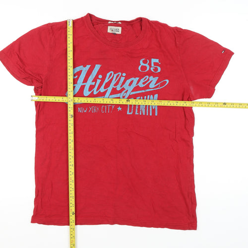 Tommy Hilfiger Men’s Red Graphic Print Crew Neck T-Shirt Size L