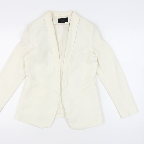 H&M Womens Ivory Shawl Collar Slim Fit Long Sleeve Blazer Jacket Size 10