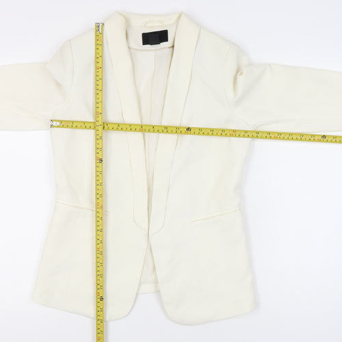 H&M Womens Ivory Shawl Collar Slim Fit Long Sleeve Blazer Jacket Size 10