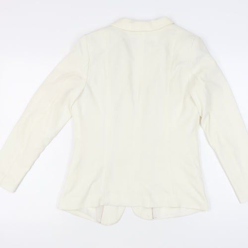 H&M Womens Ivory Shawl Collar Slim Fit Long Sleeve Blazer Jacket Size 10
