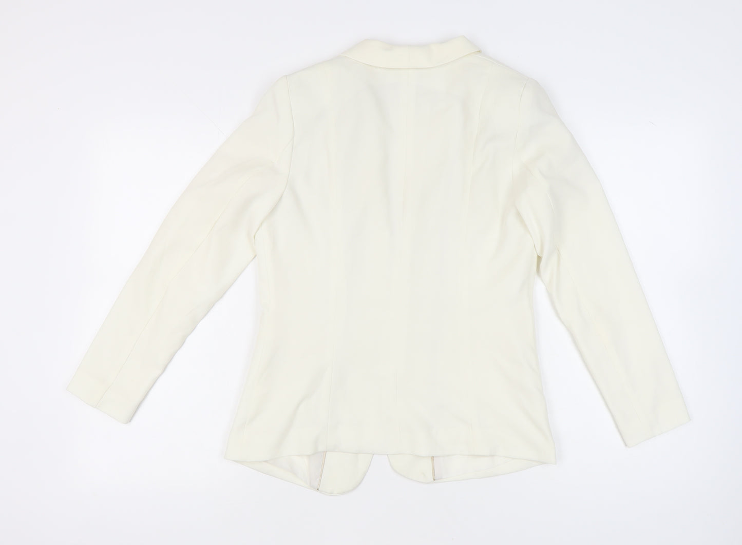 H&M Womens Ivory Shawl Collar Slim Fit Long Sleeve Blazer Jacket Size 10