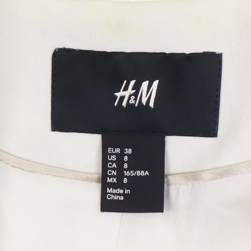 H&M Womens Ivory Shawl Collar Slim Fit Long Sleeve Blazer Jacket Size 10