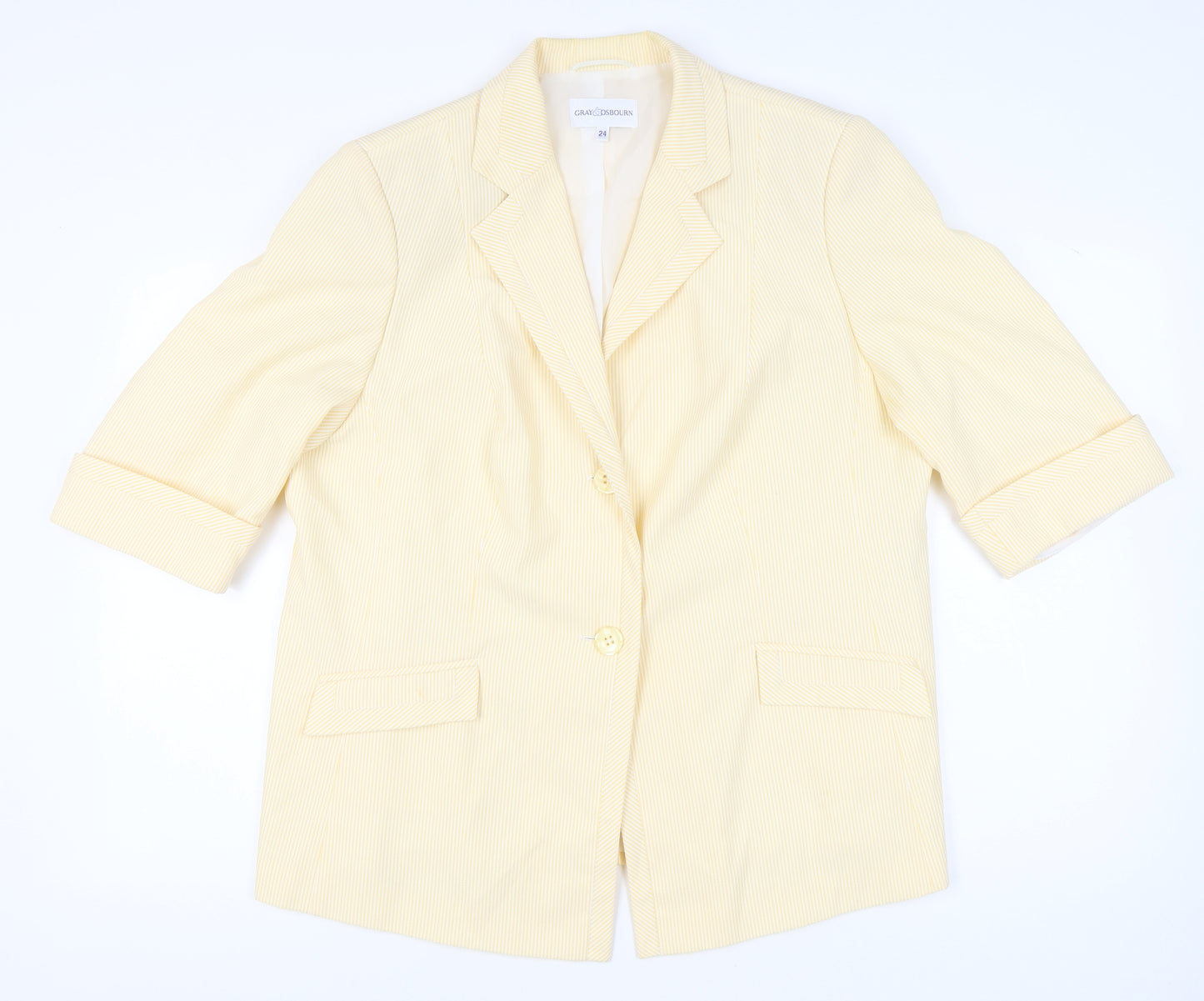 Gray & Osbourn Women’s Yellow Pinstripe Blazer Jacket Size 24