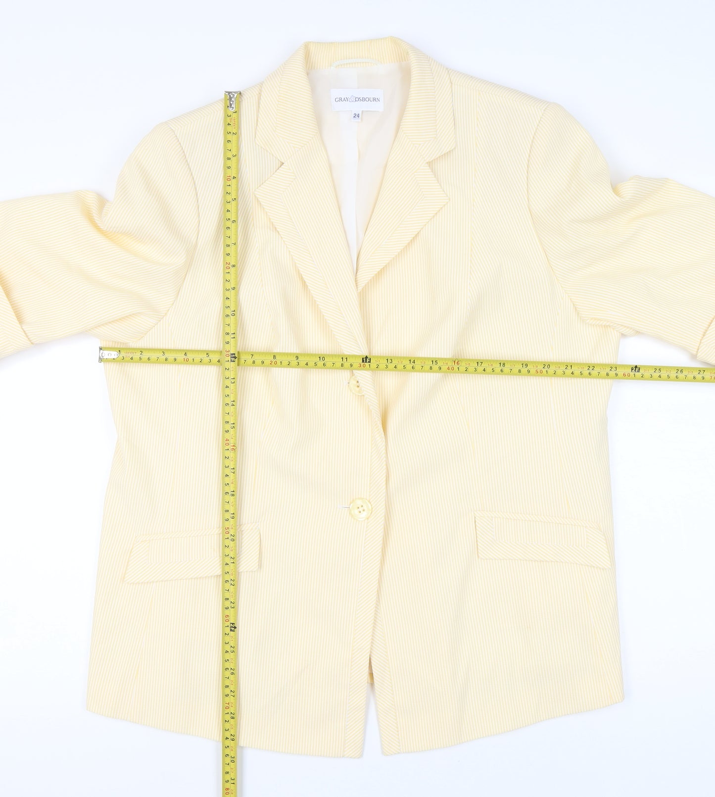 Gray & Osbourn Women’s Yellow Pinstripe Blazer Jacket Size 24