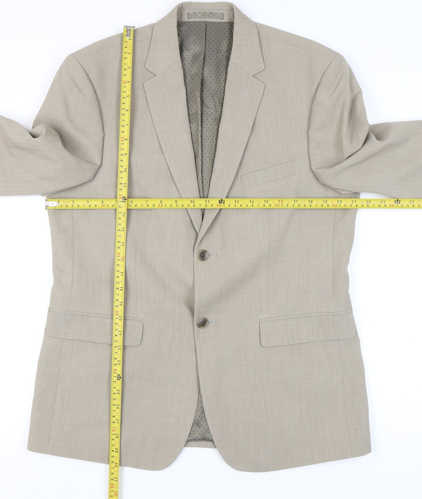 Greenwoods Men’s Beige Regular Fit Blazer Jacket 40R Single-Breasted