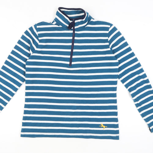 Crane Women’s Blue Striped Sweatshirt UK 10 Equestrian 1/2 Zip