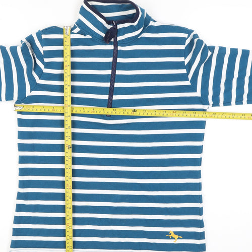 Crane Women’s Blue Striped Sweatshirt UK 10 Equestrian 1/2 Zip