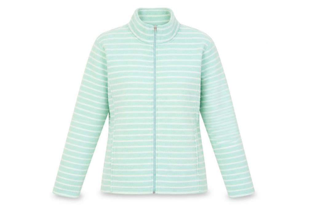 Anne de Lancay Women's Green Striped Fleece Jacket Size M