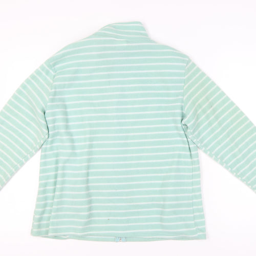Anne de Lancay Women's Green Striped Fleece Jacket Size M