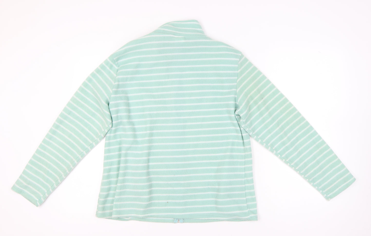 Anne de Lancay Women's Green Striped Fleece Jacket Size M