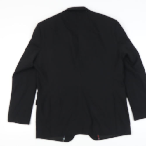 Jeff Banks Men’s Black 42R Wool Blazer Regular Fit 2-Button Jacket