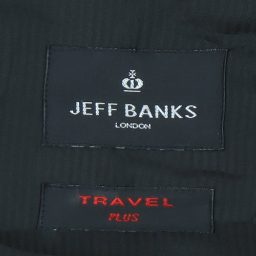 Jeff Banks Men’s Black 42R Wool Blazer Regular Fit 2-Button Jacket