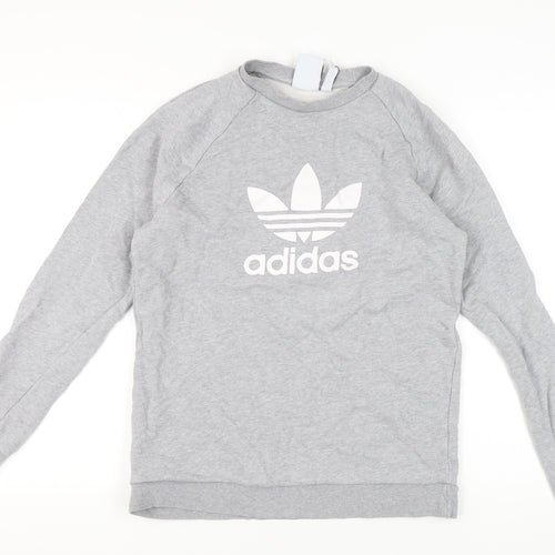 Adidas Men’s Grey Trefoil Crew Sweatshirt M Pullover Logo Sportswear