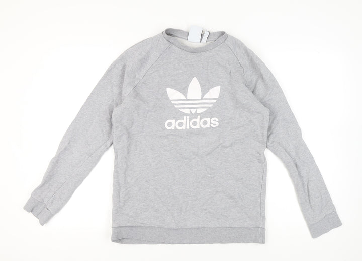 Adidas Men’s Grey Trefoil Crew Sweatshirt M Pullover Logo Sportswear