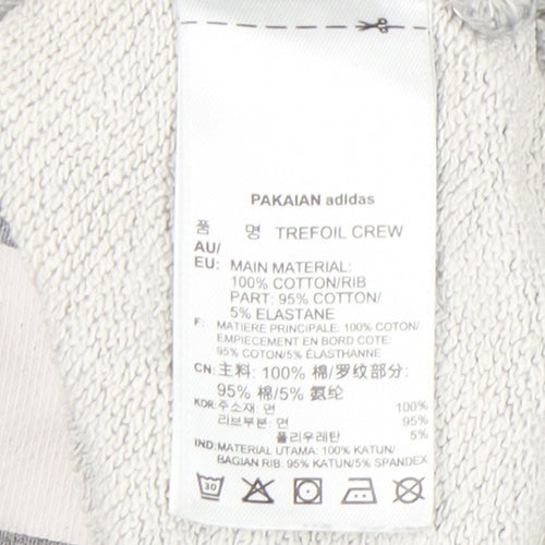 Adidas Men’s Grey Trefoil Crew Sweatshirt M Pullover Logo Sportswear