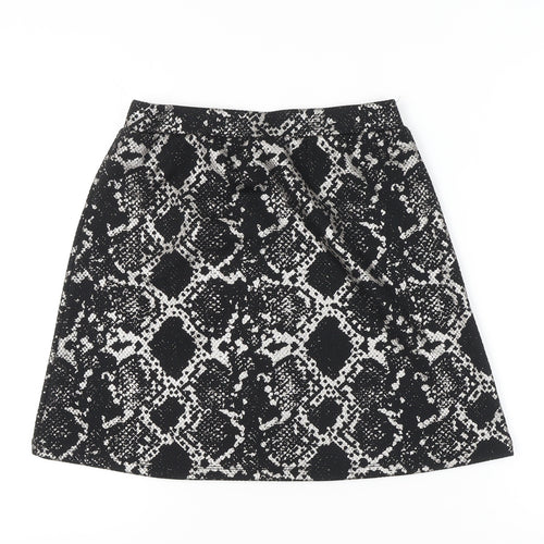 Tu Women Black Animal Print Suit Skirt Size 10 Workwear Stretch