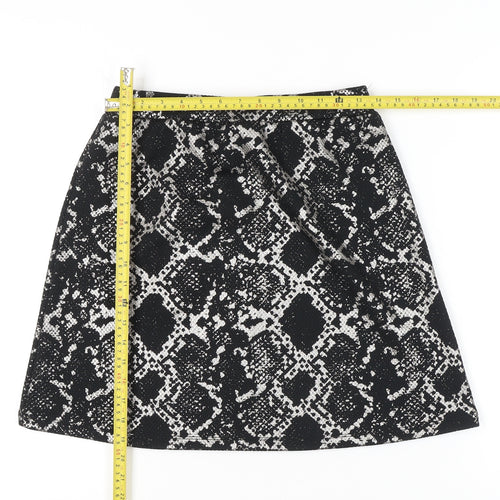 Tu Women Black Animal Print Suit Skirt Size 10 Workwear Stretch