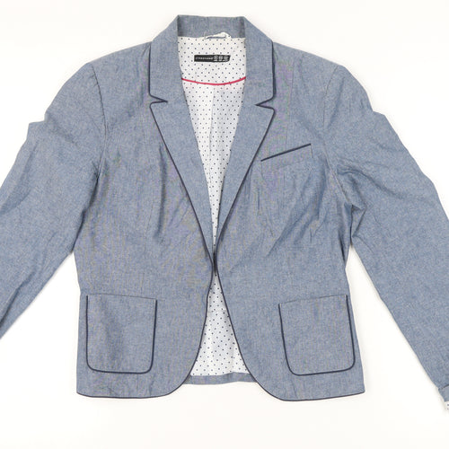 Atmosphere Womens Blue Cotton Blazer Jacket UK 12 Single Breasted