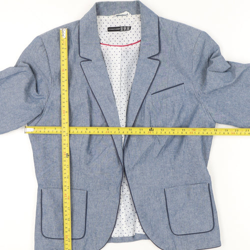 Atmosphere Womens Blue Cotton Blazer Jacket UK 12 Single Breasted