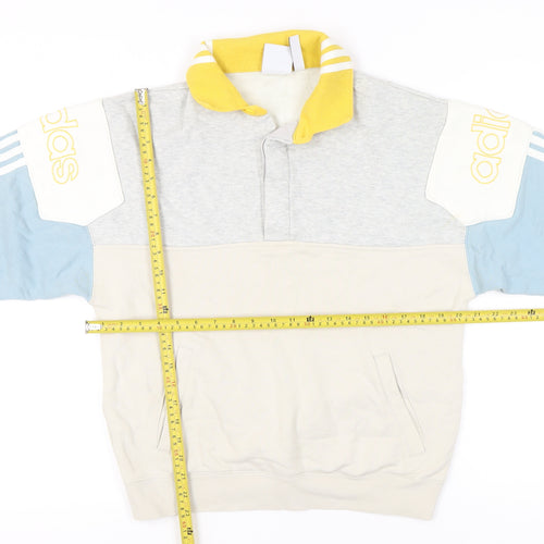 Adidas Women’s Colourblock Sweatshirt Small Grey Blue Beige Logo