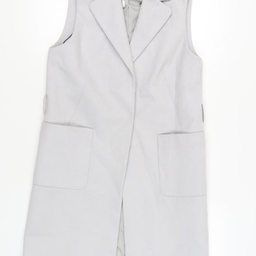 Topshop Women’s Grey Long Waistcoat UK 10 Sleeveless Workwear