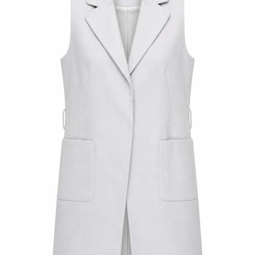 Topshop Women’s Grey Long Waistcoat UK 10 Sleeveless Workwear