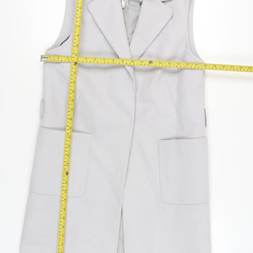 Topshop Women’s Grey Long Waistcoat UK 10 Sleeveless Workwear